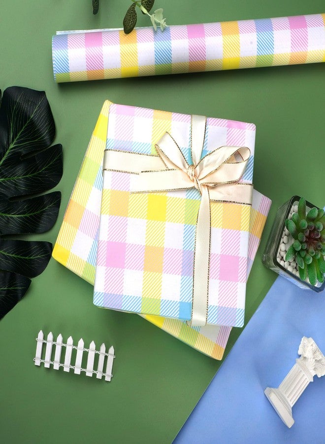 Welpurch لفة واحدة من ورق تغليف هدايا عيد الفصح بنقشة مربعات باستيل من ويلبورش - لفة صغيرة - 17 بوصة × 32.8 قدم، ورق تغليف هدايا ربيعي ملون بنقشة مربعات الجاموس، مناسب لتغليف هدايا عيد الفصح وحفلات أعياد الميلاد الربيعية. - Image 5